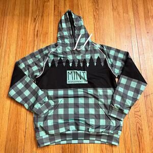 UNRL Hoodie Womens medium Silk Series Plaid Mint Mountain Lined Sweatshirt